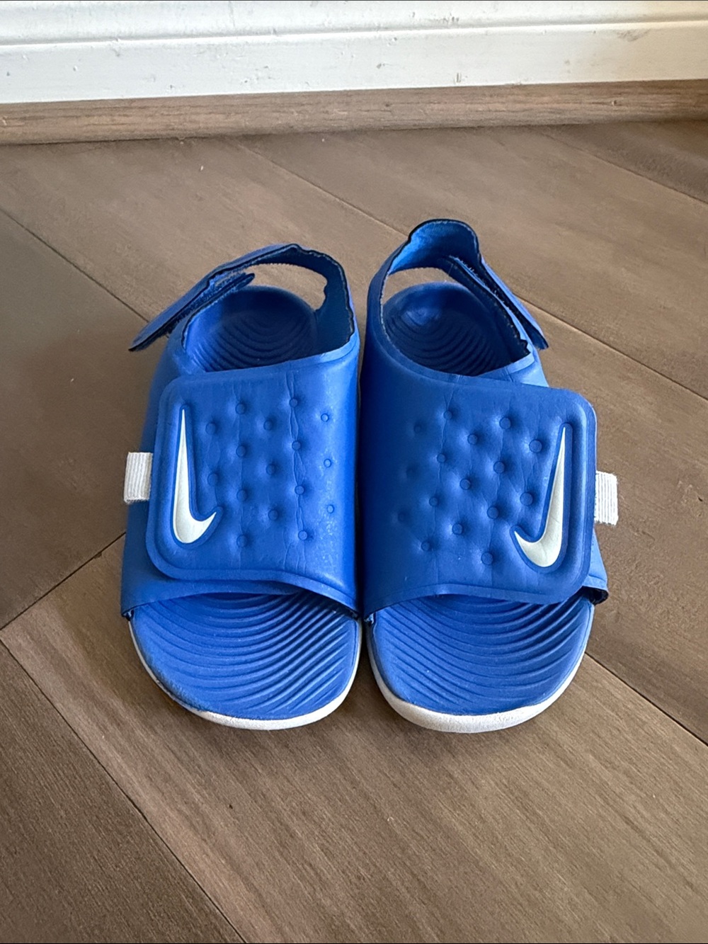 Nike Kids Royal Blue Slide Sandals with White Swoosh